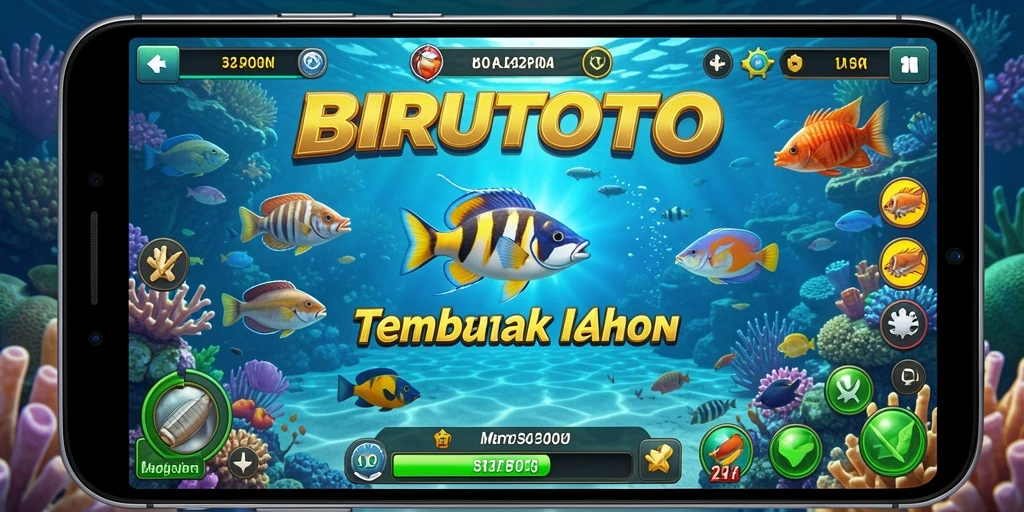 Screenshot gameplay BIRUTOTO menampilkan aksi menembak ikan yang seru.