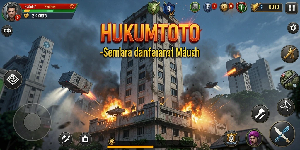 Tangkapan layar gameplay HUKUMTOTO dengan menara dan musuh yang mendebarkan.
