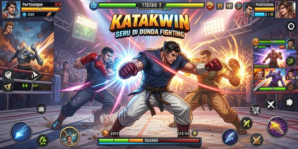 Screenshot gameplay KATAKWIN menampilkan aksi pertarungan yang mendebarkan.